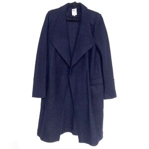 ZARA Trafaluc Women’s Wool Blend Navy Coat with Pockets Size Large